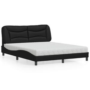 vidaXL, vidaXL Bett mit Matratze Schwarz 160x200 cm Kunstleder