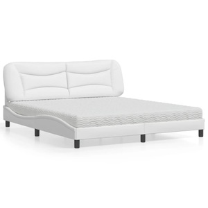 vidaXL, vidaXL Bett mit Matratze Weiß 180x200 cm Kunstleder