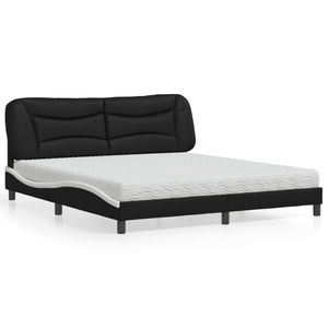 vidaXL, vidaXL Bett mit Matratze Schwarz und Weiß 180x200 cm Kunstleder, vidaXL Bett mit Matratze Schwarz und Weiß 180x200 cm Kunstleder