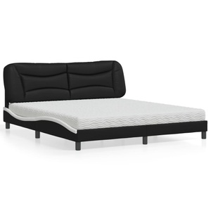 vidaXL, vidaXL Bett mit Matratze Schwarz und Weiß 180x200 cm Kunstleder