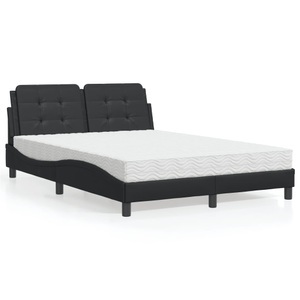 vidaXL, vidaXL Bett mit Matratze Schwarz 140x200 cm Kunstleder, vidaXL Bett mit Matratze Schwarz 140x200 cm Kunstleder