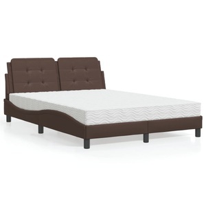 vidaXL, vidaXL Bett mit Matratze Braun 140x200 cm Kunstleder, vidaXL Bett mit Matratze Braun 140x200 cm Kunstleder
