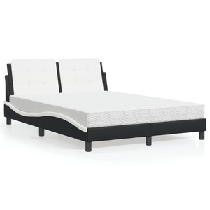 vidaXL, vidaXL Bett mit Matratze Schwarz und Weiß 140x200 cm Kunstleder, vidaXL Bett mit Matratze Schwarz und Weiß 140x200 cm Kunstleder