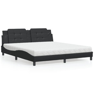 vidaXL, vidaXL Bett mit Matratze Schwarz 180x200 cm Kunstleder