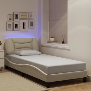 vidaXL, vidaXL Bettgestell mit LED Creme 90x200 cm Stoff