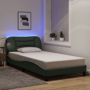 vidaXL, vidaXL Bettgestell mit LED Dunkelgrau 100x200 cm Stoff