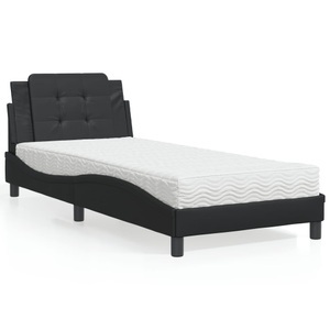 vidaXL, vidaXL Bett mit Matratze Schwarz 80x200 cm Kunstleder, vidaXL Bett mit Matratze Schwarz 80x200 cm Kunstleder