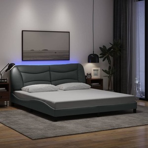 vidaXL, vidaXL Bettgestell mit LED Hellgrau 180x200 cm Stoff