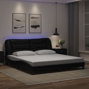 vidaXL, vidaXL Bettgestell mit LED Schwarz 180x200 cm Kunstleder