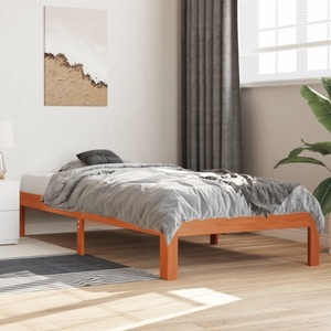 vidaXL, vidaXL Massivholzbett Wachsbraun 100x200 cm Kiefer, vidaXL Massivholzbett ohne Matratze Wachsbraun 100x200 Kiefernholz
