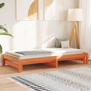 vidaXL, vidaXL Tagesbett Ausziehbar Wachsbraun 90x200 cm Massivholz Kiefer