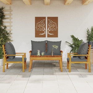 vidaXL, vidaXL 4-tlg. Garten-Lounge-Set mit Kissen Massivholz Akazie