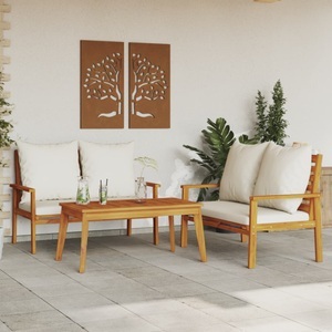 vidaXL, vidaXL 3-tlg. Garten-Lounge-Set mit Kissen Massivholz Akazie, vidaXL 3-tlg. Garten-Lounge-Set mit Kissen Massivholz Akazie