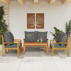 vidaXL, vidaXL 5-tlg. Garten-Lounge-Set mit Kissen Massivholz Akazie