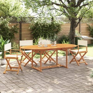 vidaXL, vidaXL Klappbare Gartenstühle 4 Stk. Cremeweiß Stoff, vidaXL Klappbare Gartenstühle 4 Stk. Cremeweiß Stoff