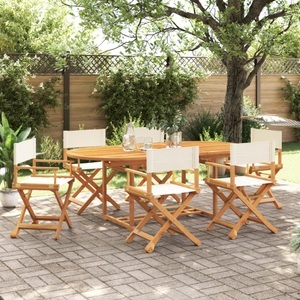 vidaXL, vidaXL Klappbare Gartenstühle 6 Stk. Cremeweiß Stoff