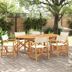 vidaXL, vidaXL Klappbare Gartenstühle 6 Stk. Cremeweiß Stoff