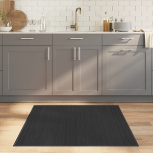vidaXL, vidaXL Teppich Quadratisch Grau 100x100 cm Bambus, vidaXL Teppich Quadratisch Grau 100x100 cm Bambus