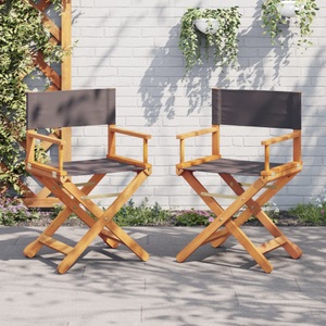 vidaXL, vidaXL Klappbare Gartenstühle 2 Stk. Dunkelgrau Stoff