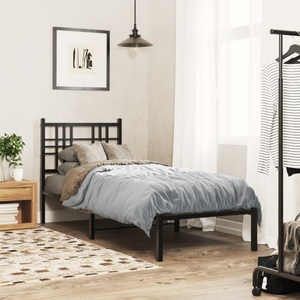 vidaXL, vidaXL Bettgestell mit Kopfteil Metall Schwarz 80x200 cm