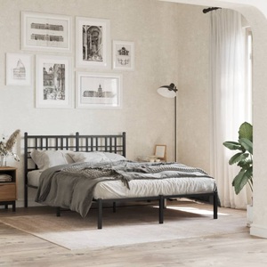 vidaXL, vidaXL Bettgestell mit Kopfteil Metall Schwarz 140x190 cm