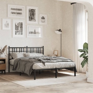 vidaXL, vidaXL Bettgestell mit Kopfteil Metall Schwarz 140x200 cm, vidaXL Bettgestell mit Kopfteil Metall Schwarz 140x200 cm