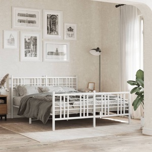 vidaXL, vidaXL Bettgestell mit Kopf- und Fußteil Metall Weiß 160x200 cm
