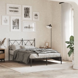 vidaXL, vidaXL Bettgestell mit Kopfteil Metall Schwarz 120x200 cm