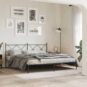 vidaXL, vidaXL Bettgestell mit Kopfteil Metall Schwarz 180x200 cm