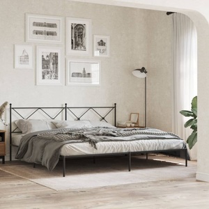 vidaXL, vidaXL Bettgestell mit Kopfteil Metall Schwarz 200x200 cm