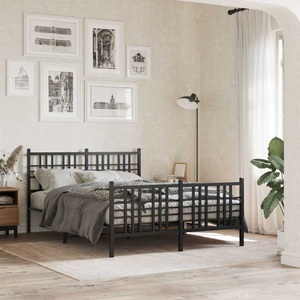 vidaXL, vidaXL Bettgestell mit Kopf- und Fußteil Metall Schwarz 120x200 cm