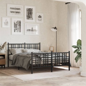 vidaXL, vidaXL Bettgestell mit Kopf- und Fußteil Metall Schwarz 140x200 cm