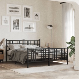 vidaXL, vidaXL Bettgestell mit Kopf- und Fußteil Metall Schwarz 160x200 cm, vidaXL Metallbett ohne Matratze mit Fußteil Schwarz 160x200 cm