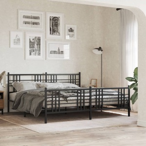vidaXL Bettgestell mit Kopf- und Fußteil Metall Schwarz 180x200 cm