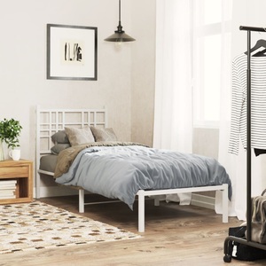 vidaXL, vidaXL Bettgestell mit Kopfteil Metall Weiß 80x200 cm