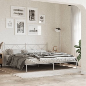 vidaXL, vidaXL Bettgestell mit Kopfteil Metall Weiß 200x200 cm