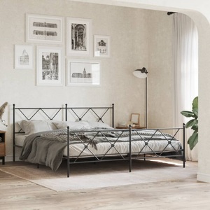 vidaXL Bettgestell mit Kopf- und Fußteil Metall Schwarz 180x200 cm
