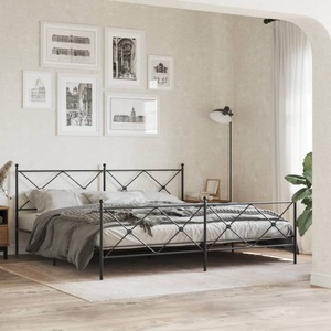 vidaXL, vidaXL Bettgestell mit Kopf- und Fußteil Metall Schwarz 193x203 cm, vidaXL Bettgestell mit Kopf- und Fußteil Metall Schwarz 193x203 cm