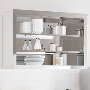 vidaXL, vidaXL Küchen-Wandschrank mit Ablagen Edelstahl, vidaXL Küchen-Wandschrank mit Ablagen Edelstahl