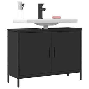 vidaXL, vidaXL Waschbeckenunterschrank Schwarz 80x30x60 cm Holzwerkstoff