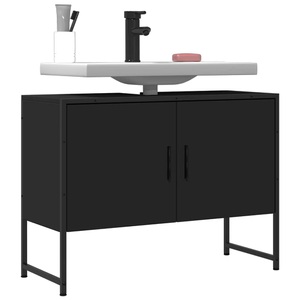 vidaXL, vidaXL Waschbeckenunterschrank Schwarz 80x33x60 cm Holzwerkstoff