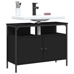 vidaXL, vidaXL Waschbeckenunterschrank Schwarz 60x30x60 cm Holzwerkstoff