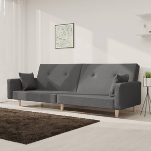 vidaXL, vidaXL Schlafsofa 2-Sitzer mit 2 Kissen Hellgrau Stoff