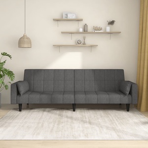 vidaXL, vidaXL Schlafsofa 2-Sitzer mit 2 Kissen Dunkelgrau Stoff