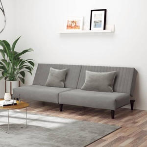vidaXL, vidaXL Schlafsofa 2-Sitzer Hellgrau Samt, vidaXL Schlafsofa 2-Sitzer Hellgrau Samt