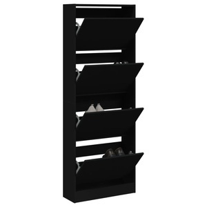 vidaXL, vidaXL Schuhschrank Schwarz 60x21x163,5 cm Holzwerkstoff