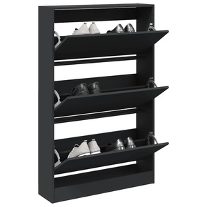 vidaXL, vidaXL Schuhschrank Schwarz 80x21x125,5 cm Holzwerkstoff