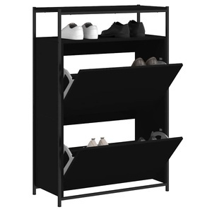 vidaXL, vidaXL Schuhschrank Schwarz 75x34x112 cm Holzwerkstoff