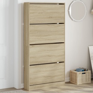 vidaXL, vidaXL Schuhschrank mit 4 Klappen Sonoma-Eiche 80x21x163,5 cm, vidaXL Schuhschrank mit 4 Klappen Sonoma-Eiche 80x21x163,5 cm