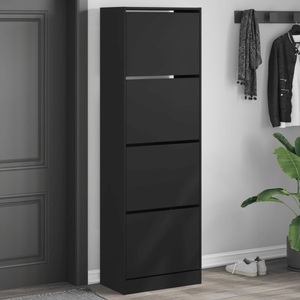 vidaXL, vidaXL Schuhschrank mit 4 Klappen Schwarz 60x34x187,5 cm